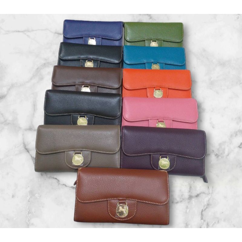 กระเป๋าสตางค์ หนังวัวแท้ De'lonchi New collection ใส่บัตรได้เยอะ หนังนุ่ม มาพร้อมสายคล้องมือ