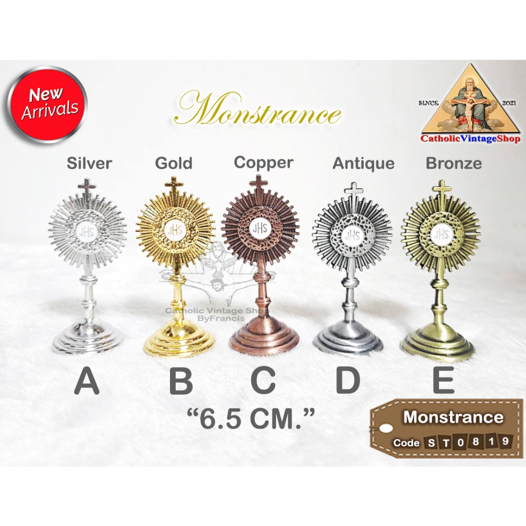 รูปปั้น โลหะ มอนซแตรนส์ เชิงศีลมหาสนิท จำลอง Monstrance คาทอลิก คริสต์ Catholic Statue Figurine religion#ST0819