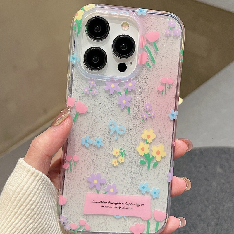 ( มีi15 )  เคสGliter Flowers มี 13-15Promaxขอบนิ่มพร้อมส่ง