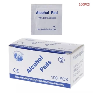แอลกอฮอล์แผ่น Alcohol pad แผ่นแอลกอฮอล์ 75% เช็ดทำความสะอาด แผ่นทำความสะอาด ฆ๋าเชื้อไวรัส 100 ชิ้น/กล่อง
