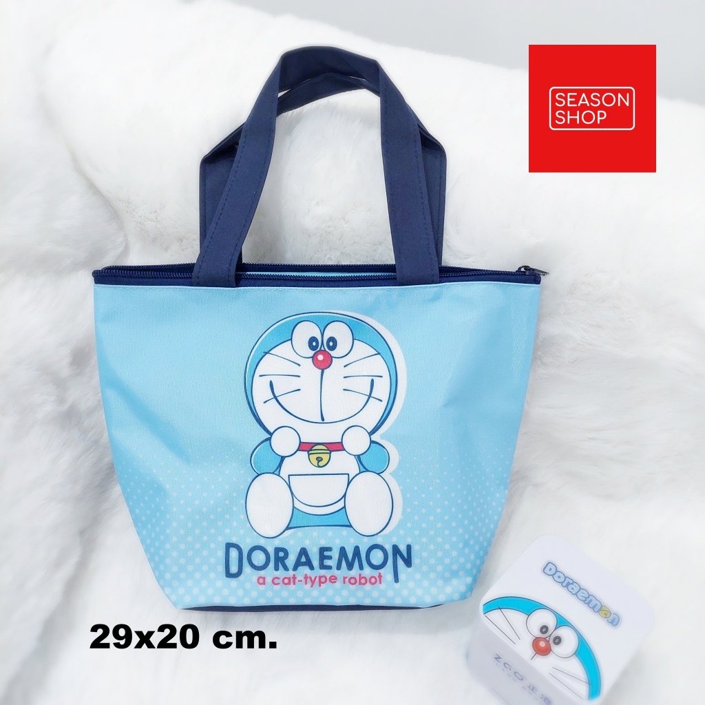seasonshop กระเป๋าผ้า พกพา อเนกประสงค์ กระเป๋าถือ กระเป๋าเครื่องสำอางค์ ลายการ์ตูน โดเรม่อน ลิขสิทธิ์แท้ 29*20ซม.