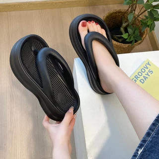 D813 รองเท้าส้นสูงหนา 6 ซม. รองเท้ายางพารา มี 4 สี