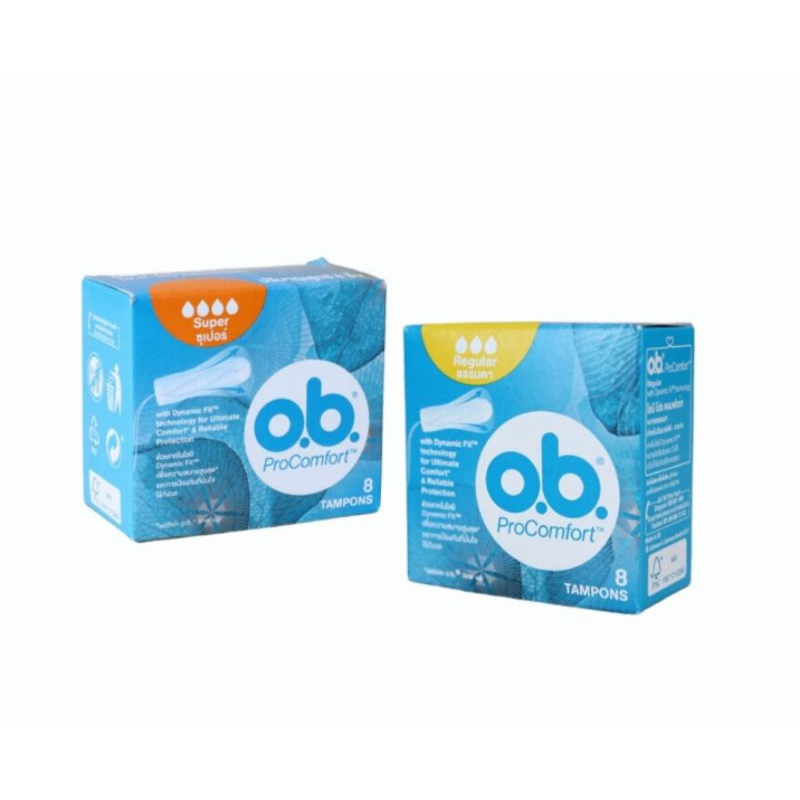 !o.b. Procomfort ผ้าอนามัยแบบสอด การปกป้องที่มั่นใจ ไร้กังวล ขนาด Super และ Regular 1 กล่อง 8 ชิ้น