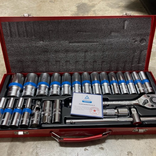 ชุดบล็อกยาว 6เหลี่ยมและ12เหลี่ยม Euro king tools 24 ตัว/ชุด ขนาด 1/2" เกรดเยอรมัน  CR-V ของแท้ 100% ชุดบล็อก