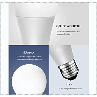 10 หลอด หลอดไฟ LED 3W 5W 7W 9W 13W 15W 18W 24W ขั้วเกลียว E27 แสงสีขาวDaylight 6500K แสงสีวอร์มไวท์WarmWhite LED Bulb E2