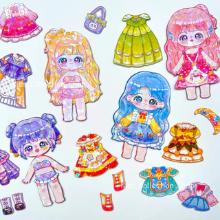 แม่เหล็กติดตู้เย็นแต่งตัวตุ๊กตา DIY ประกายแสงวิบวับ แพค 4 แผ่น ลายน่ารักสีสันสดใส ทนทานไม่พังง่าย แม่เหล็กเจ้าหญิง