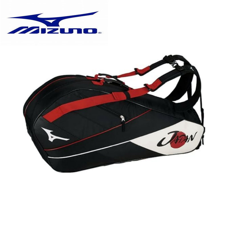 PRE-ORDER JP MIZUNO BADMINTON BAGS กระเป๋าแบตมินตัน Mizuno 63JD9X01 Racquet bag (6 pieces) สี: (96) BLACK-RED