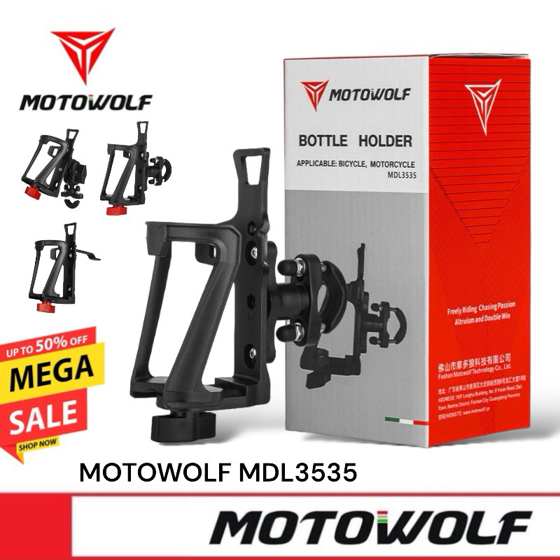 MOTOWOLF MDL 3535(ใหม่) ที่วางแก้วน้ำมอเตอร์ไซด์ ที่ใส่แก้วน้ำ ที่ใส่ขวดน้ำ ที่วางแก้วน้ำ
