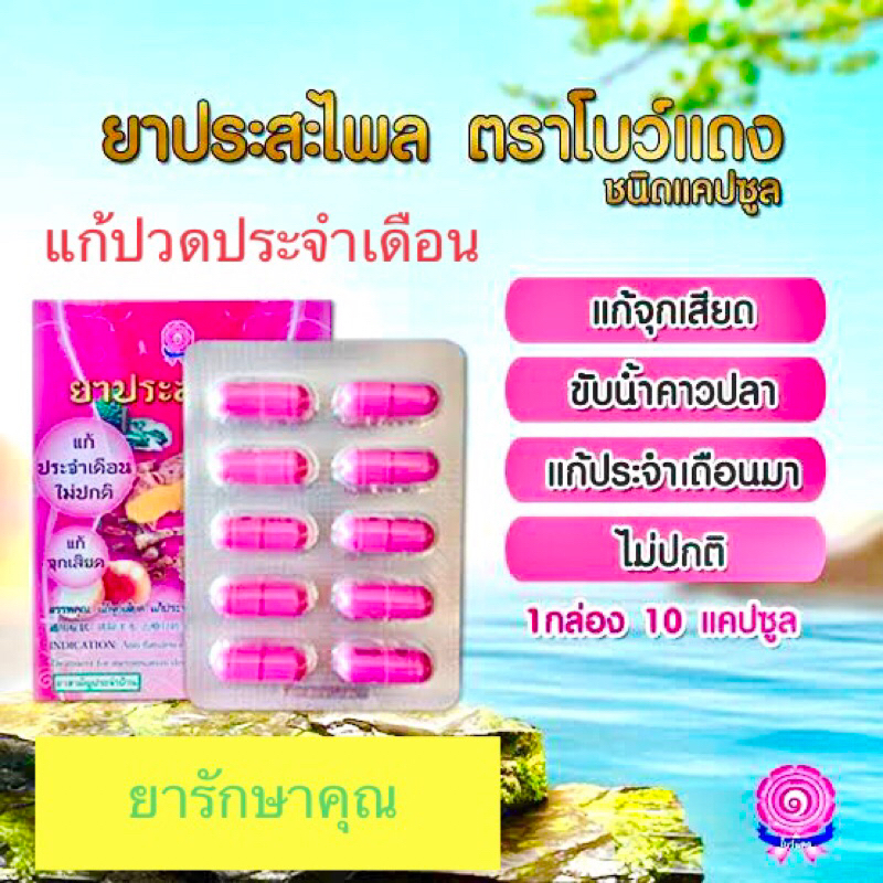 ยาสตรี ยาประสะไพล ตราโบว์แดง แก้ประจำเดือนไม่ปกติ แผง
