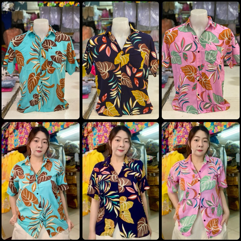 เสื้อลายดอก ผ้าสปัน S8 สงกรานต์ ใส่สบาย ไม่ร้อน