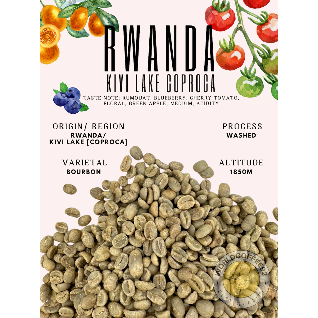 พร้อมส่ง เมล็ดกาแฟดิบ Rwanda Kivi Lake Coproca Washed process/ เมล็ดกาแฟนอก/ เมล็ดกาแฟสารรวันดา