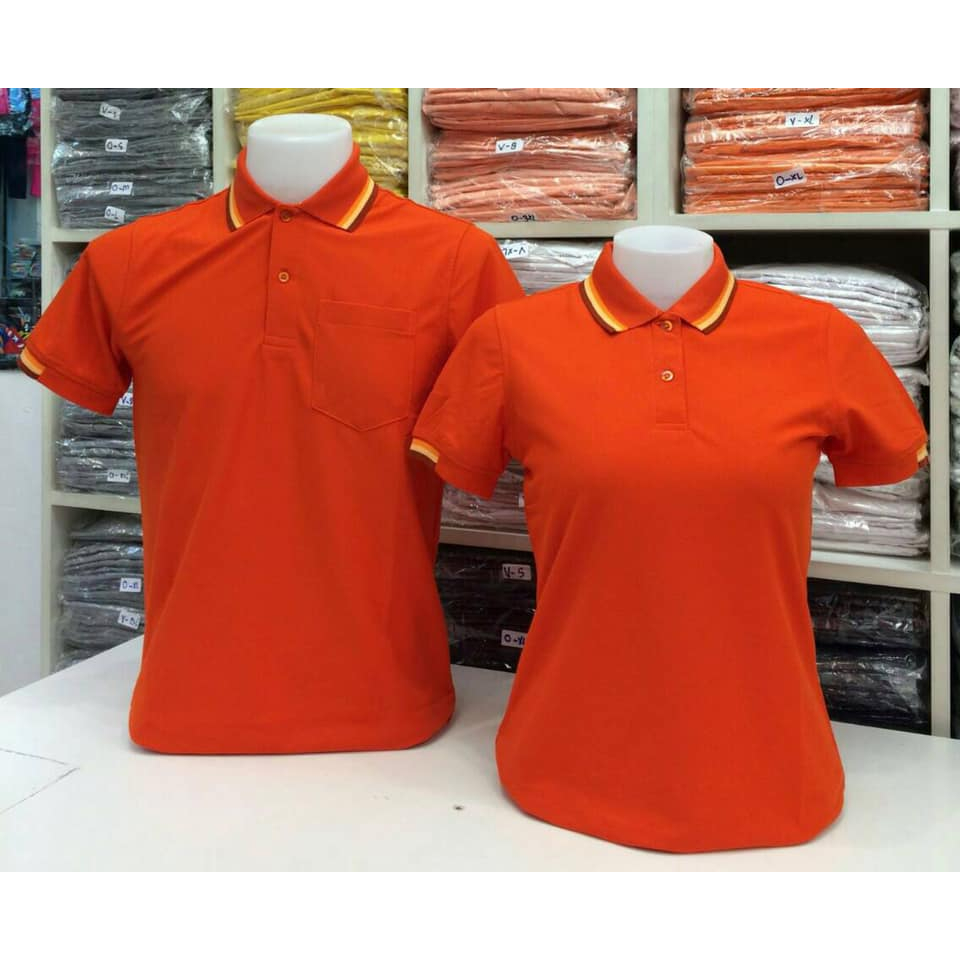 เสื้อโปโล Poligan สีส้มแสด (ปกขลิบ3)