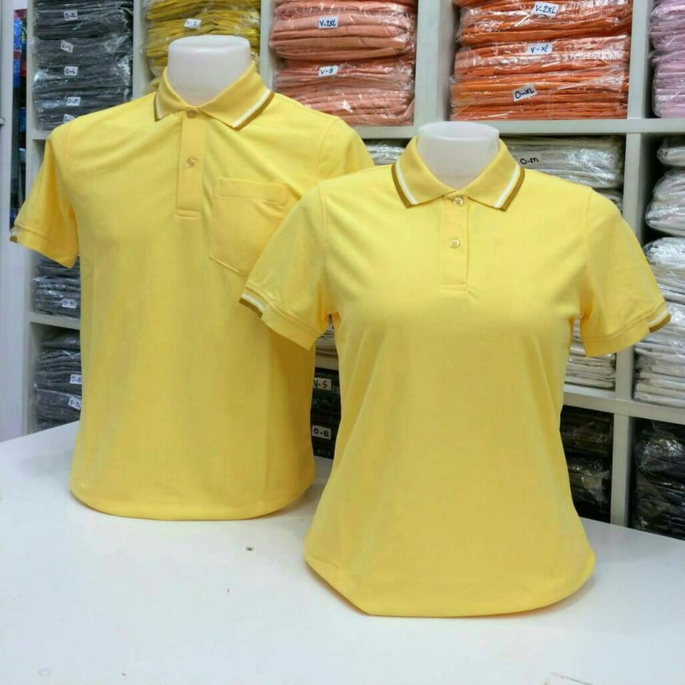 เสื้อโปโล Poligan สีเหลือง นาโน (ปกขลิบ)