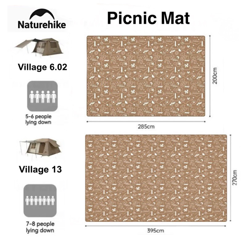 Naturehike เสื่อปิคนิค ผ้าปูพื้นเต็นท์ กันน้ำ ซักเครื่องได้ Ultrasonic Picnic Mat