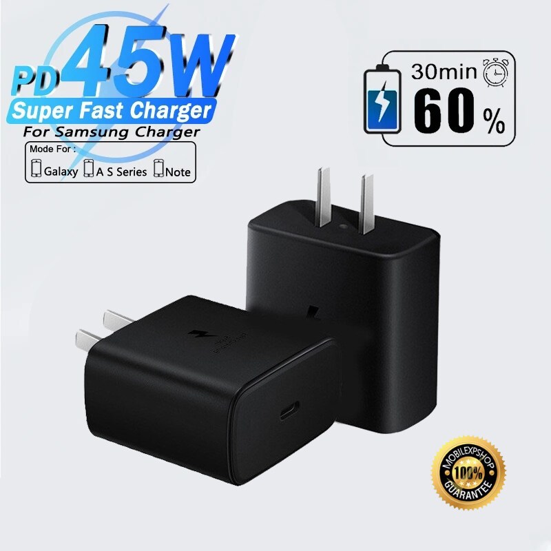 Kinkong หัวชาร์จ ซัมซุง 45W หัวชาร์จเร็ว Samsung Type-C 5A 45W. หัวชาร์จ+สาย​ชาร์จ​ Super Fast Charger รับประกัน 1 ปี