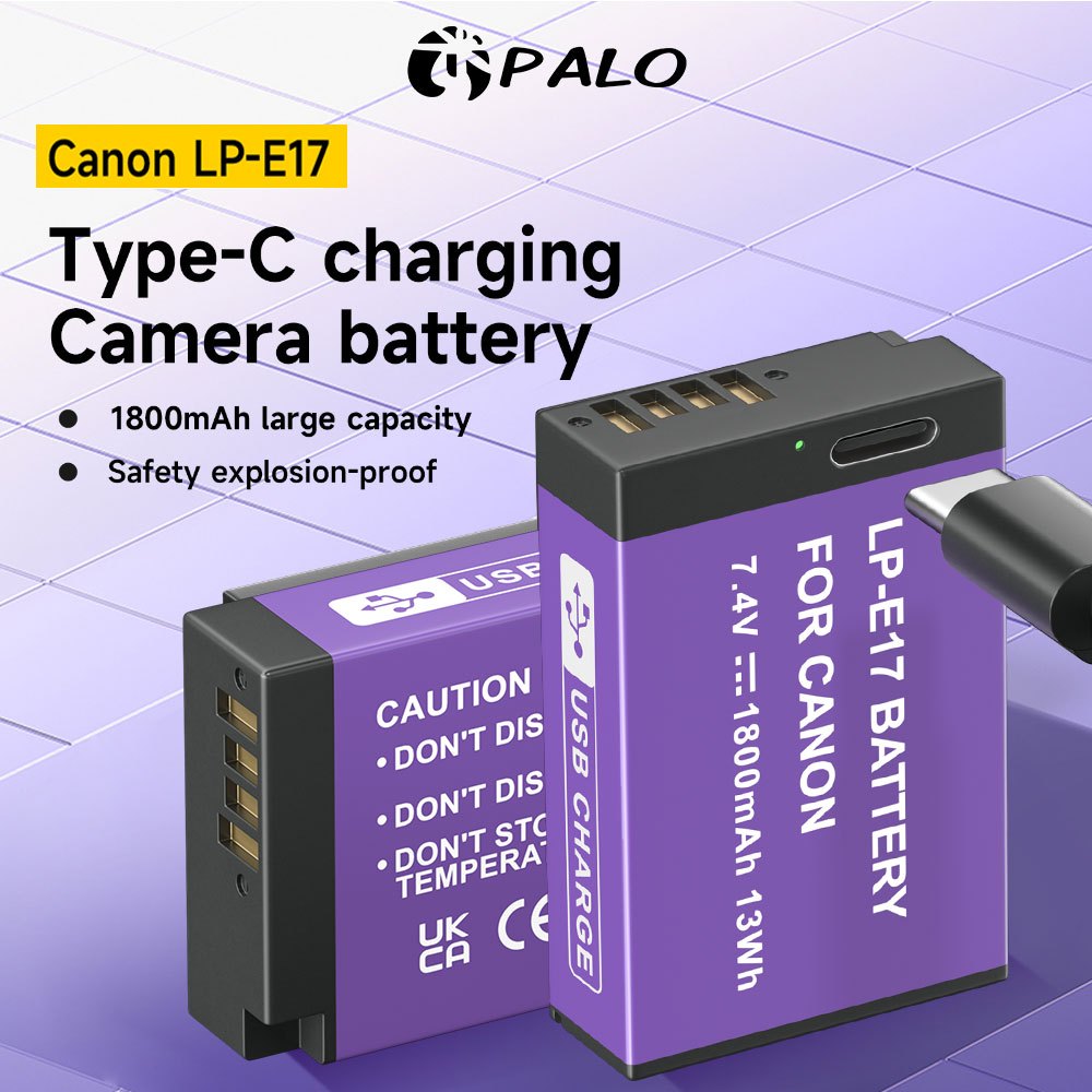 PALO แบตเตอรี่กล้อง LP-E17 Type-C แบตเตอรี่ชาร์จ USB สำหรับ Canon EOS R8 R10 R50 R100 200D 750D 760D 800D 9000D M5 M6
