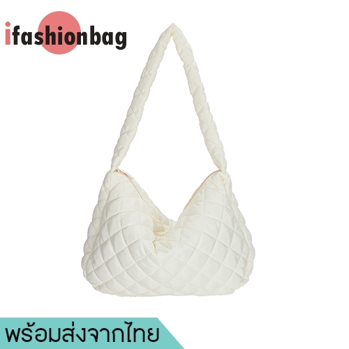 ifashionbag(IF1846) กระเป๋าสะพายไหล่ใบหญ่เป็นผ้าโพลีเอสเตอร์นุ่มๆ