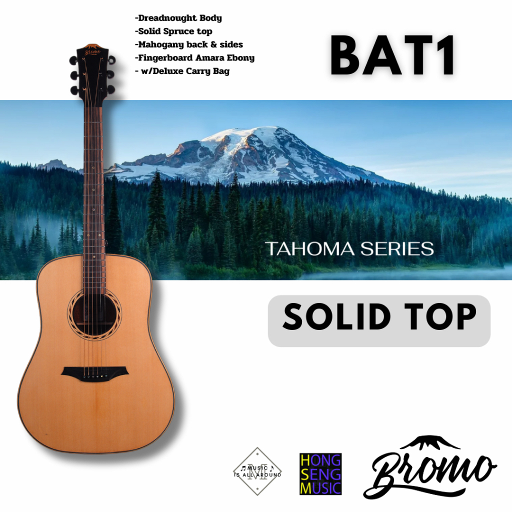 กีต้าร์โปร่ง Acoustic Guitar BROMO - TAHOMA SERIES (Solid Top Guitars) Model # BAT1