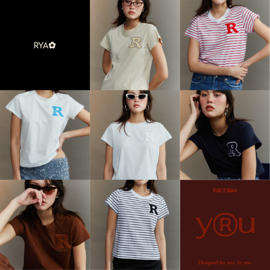 RYA YOU T-Shirt เสื้อยืดคอกลม ผ้าคอตตอน ปักฟูตรงอก