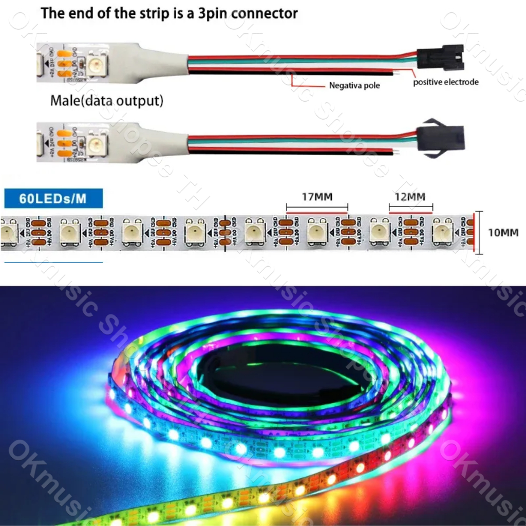 WS2811 WS2812B WS2815 WS2813 APP สายไฟ Led  DC Mini 24 Keys คีย์รีโมทคอนโทรล DC 5-24V ตัวควบคุมไร้สายบลูทูธ SPI LED - รูปที่ 4