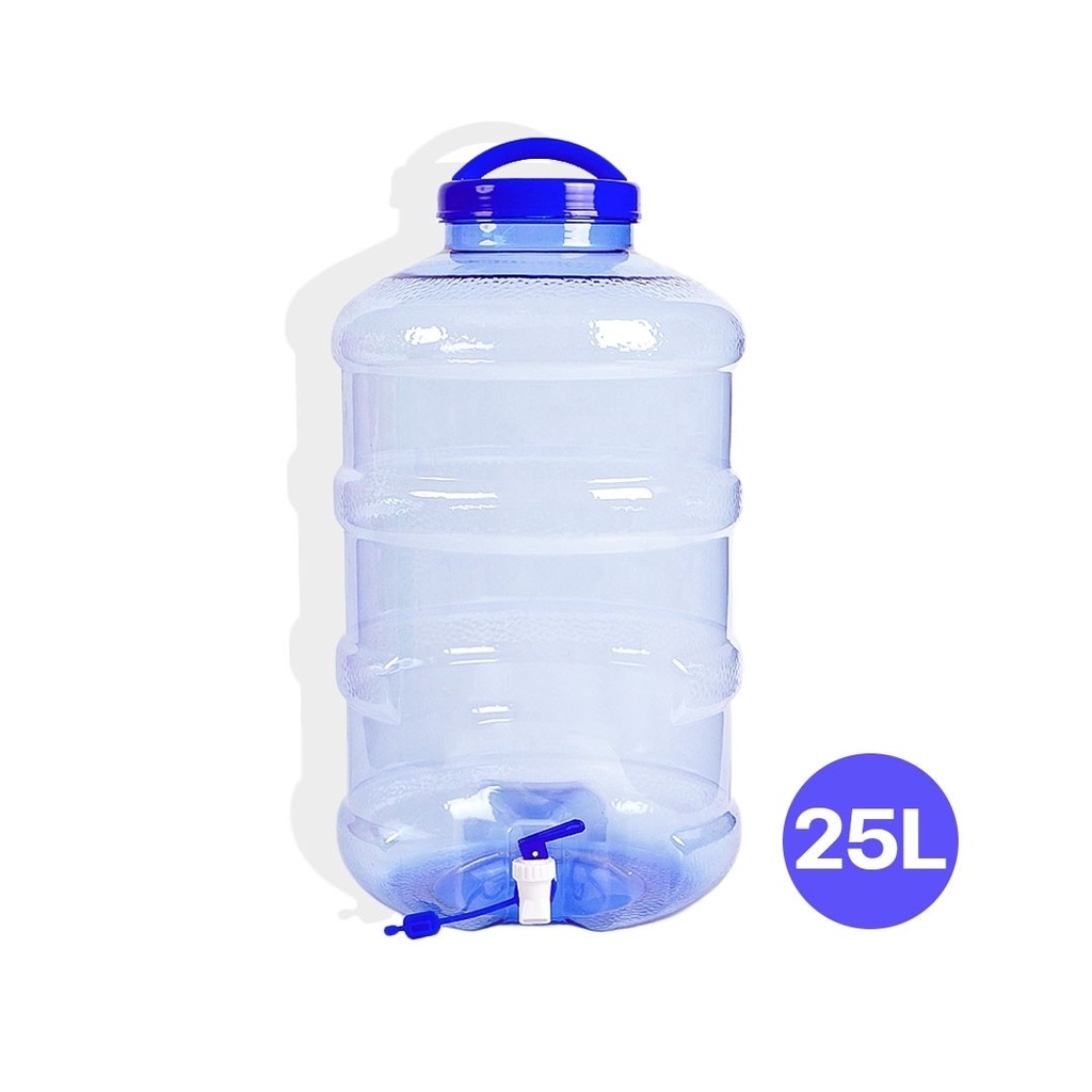 ถังน้ำค่าส่งถูก ถังน้ำดื่ม PET ขนาด 25 ลิตร ถังน้ำมีก๊อกพร้อมหูหิ้ว รุ่น ลาย 1