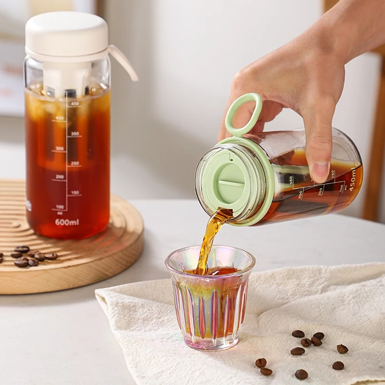 450ml/600ml/1000ml แก้วกาแฟชงเย็น ขวดชงกาแฟสกัดเย็น Cold Brewกาแฟชงเย็น มีตัวกรองสามารถชงชาได้