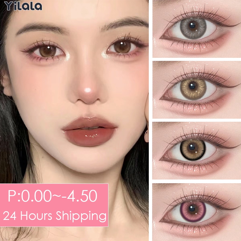 【Contact lens】Yilala คอนแทคเลนส์ สีน้ําตาล หลากสี เกรด 1 ปี 0.00 -4.50 14.5 มม. 2 ชิ้น มันสามารถใช้เป็นเวลาหนึ่งปี