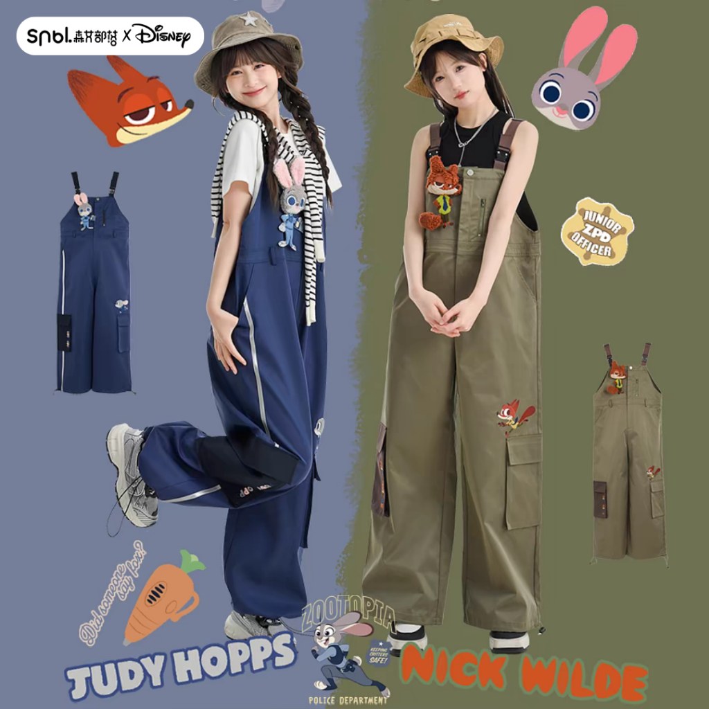 [ของแท้] Snbl x Disney Zootopia ชุดเอี๊ยมกางเกง ขายาว Judy Hopps & Nick Wilde จูดี้ จั้มสูท ชุดหมี