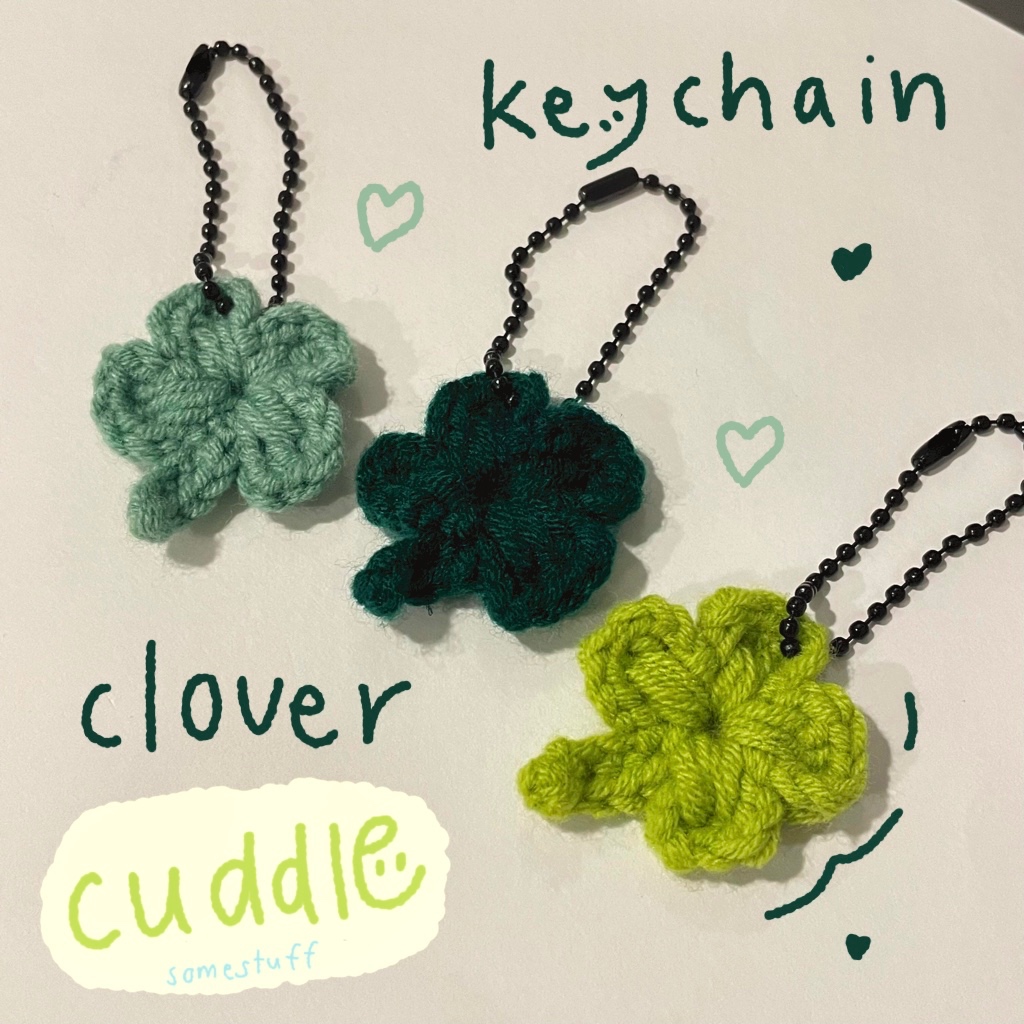 (สั่งซื้อขั้นต่ำ 30 บาท)somestuff | cuddle clover crochet พวงกุญแจใบโคลเวอร์ไหมพรม โคลเวอร์น่ารัก พวงกุญแจ ของขวัญปัจฉิม