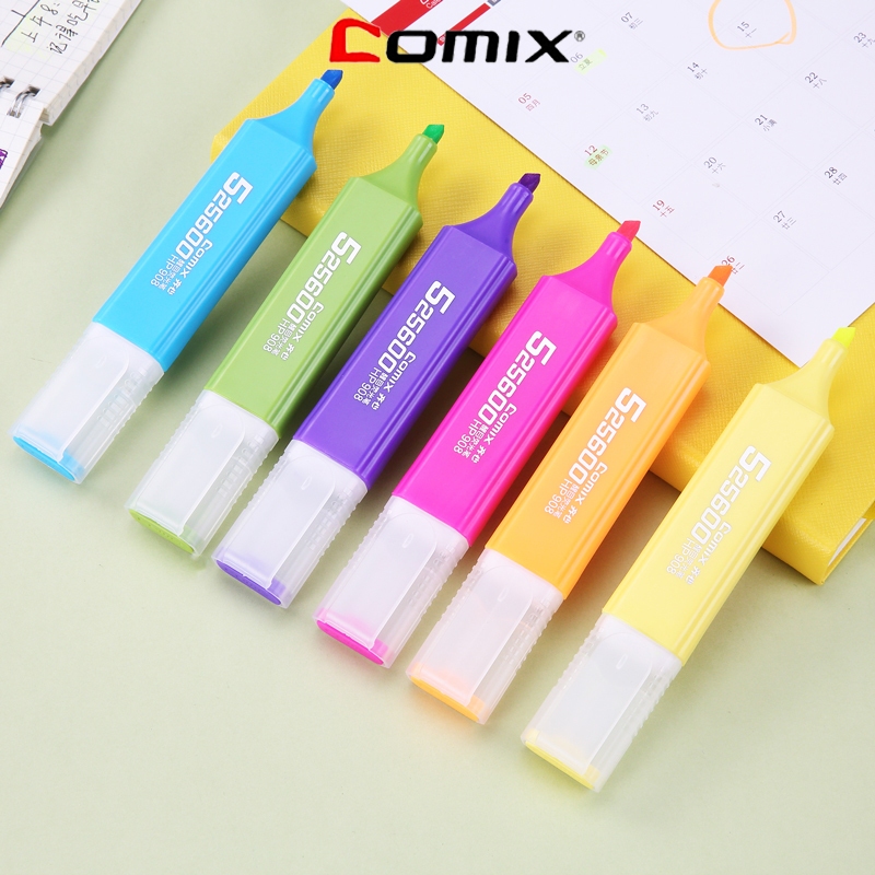 Comix HP908 ปากกาไฮไลท์ 5.0mm ปากกาจดบันทึก สีสัน ปากกาเน้นข้อความ 1ด้าม