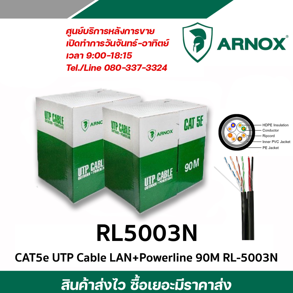 Arnox RL-5003N CAT5e UTP Cable LAN+Powerline 90M