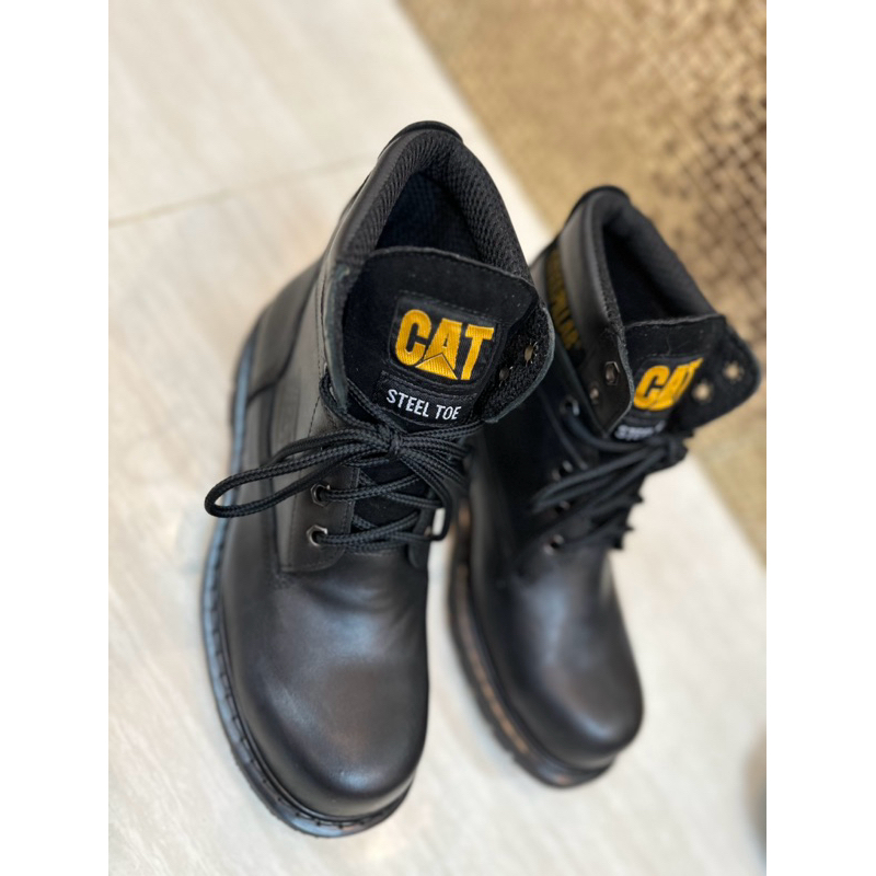 รองเท้าเซฟตี้หัวเหล็ก CAT หุ้มข้อ งานพรีเมี่ยม หนังแท้100% แข็งแรงทนทานกันน้ำ