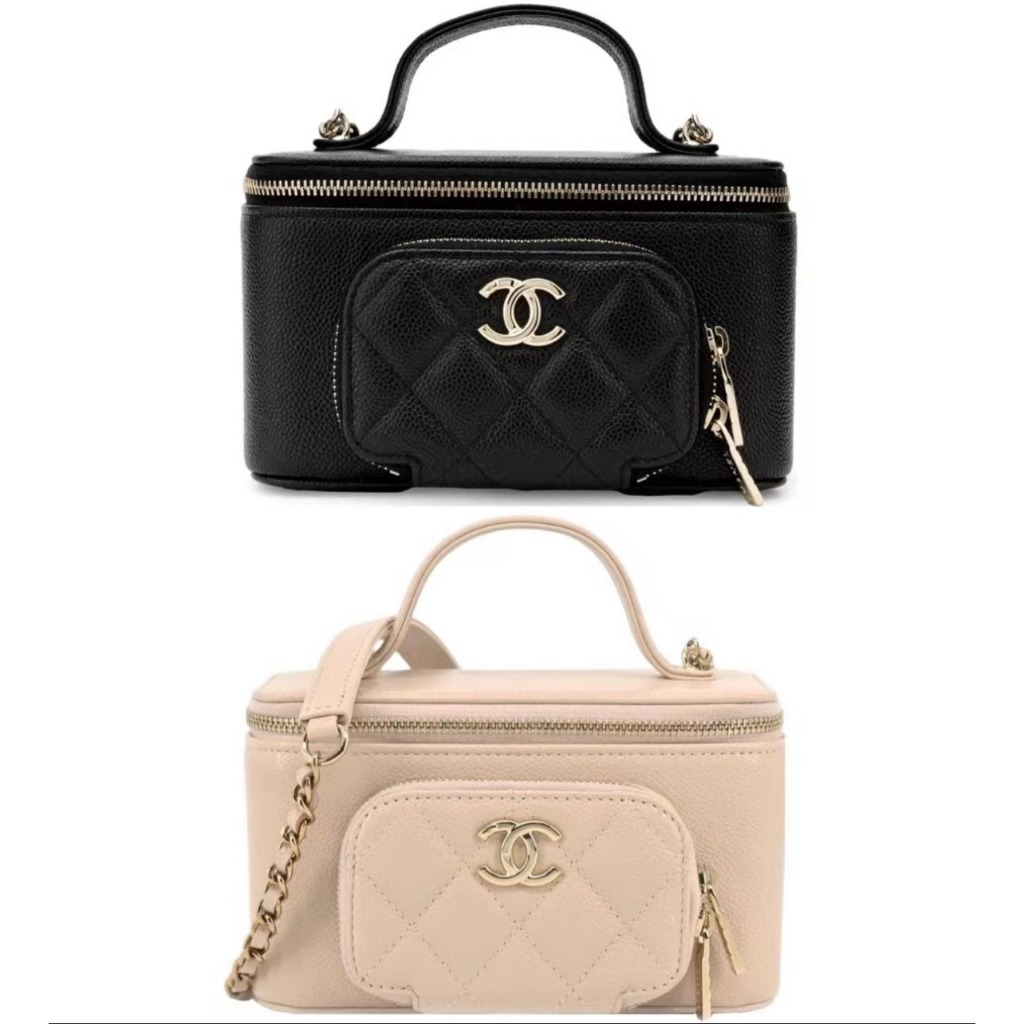 Chanel/หนังวัว/กล่องกระเป๋า/กระเป๋าเครื่องสำอาง/กระเป๋าโซ่/AP2912/แท้ 100%