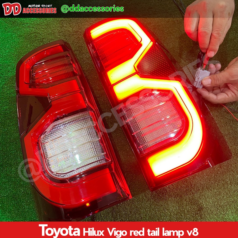 ไฟท้าย vigo vigo champ 2005 2007 2009 2010 2011 2012 2013 2014 led ลาย Revo V8 สีแดง ใส่ได้กับ vigo ได้ทุกปี
