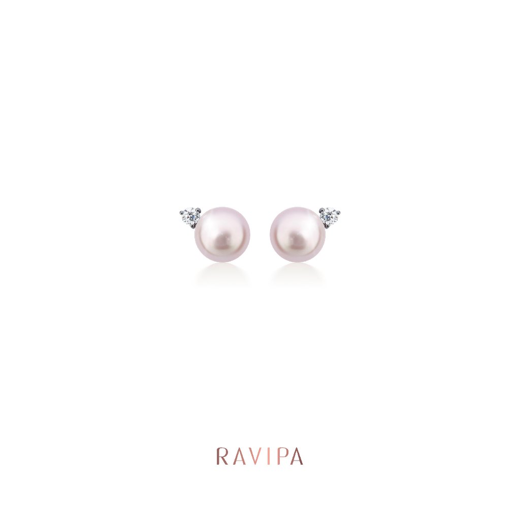 Ravipa | Viva Diamond Pink Blush Pearl Studs