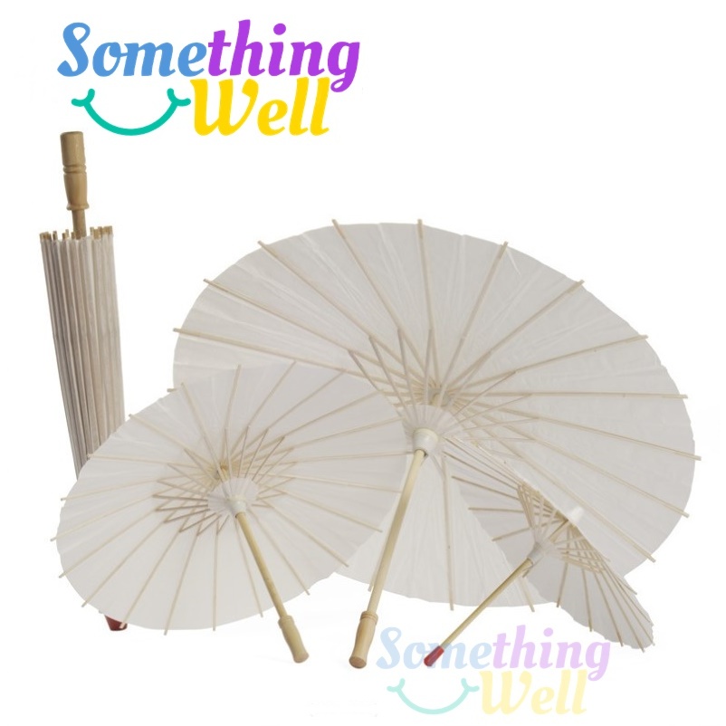 ร่มกระดาษ ร่มไม้กระดาษสีขาว  ร่มDIY ขนาด 20CM,30CM,40,60CM . Paper umbrella