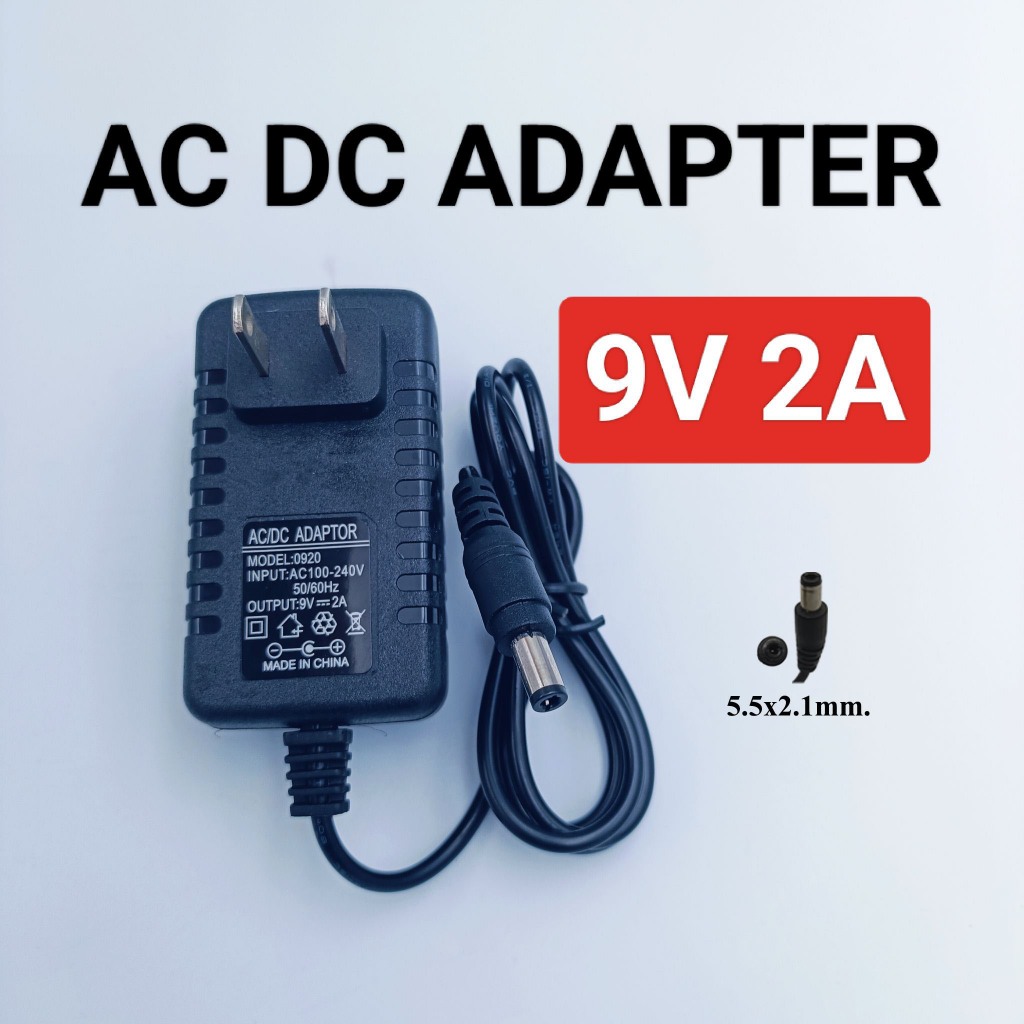 AC DC Adapter 9V 2A ไฟ LED พร้อมหลอดไฟสตริป 5.5x2.1mm 9โวล์ท 2แอมป์