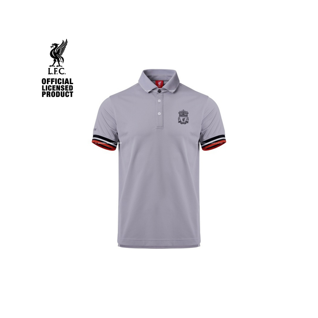 เสื้อโปโลแขนสั้น Liverpool รุ่น P085 สีเทาอ่อน