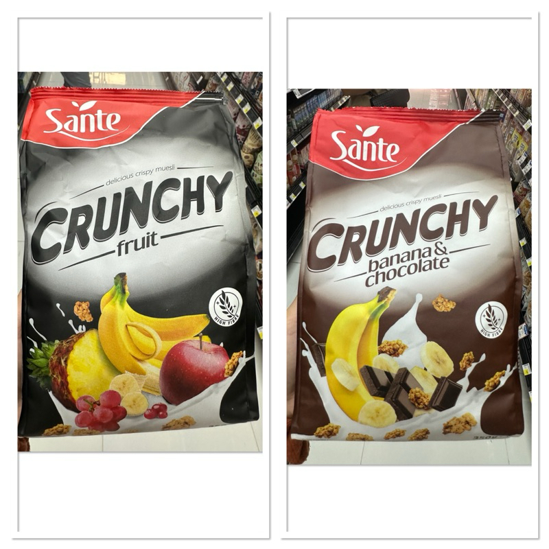 Crunchy Fruit ( Sante ) 350 G. ธัญพืชอบกรอบ ผสม ลูกเกด กล้วย แครนเบอร์รี่ สับปะรด และ แอปเปิ้ลอบแห้ง