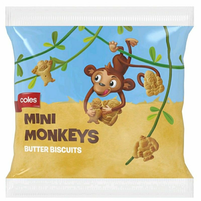 โคลส์ คุกกี้เนยรูปลิง Coles Mini Monkeys Butter Cookies 250g