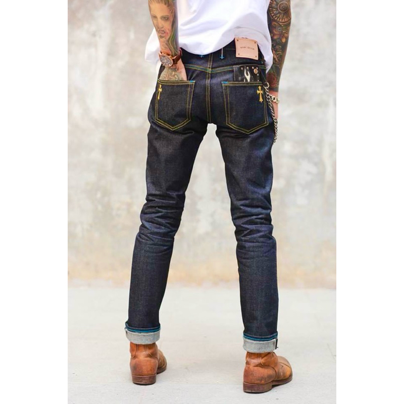 Rome Denim Vintage กางเกงยีนส์ผู้ชายทรงกระบอกเล็ก ผ้าดิบ 16 ออนซ์ ไซส์28-40