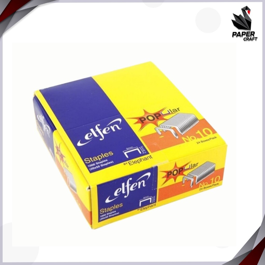 ELFEN ลวดเย็บ เบอร์ 10 และ 35 เย็บกระดาษ ลูกแม็ก รุ่น Popular elfen ของแท้  ( 1 กล่องใหญ่ มี 24 กล่องเล็ก )