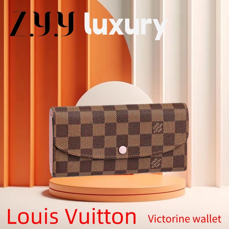 New Hot  ราคาพิเศษ Ready Stock Louis Vuitton Victorine Money Clip/Women's wallet/Wallet/Zipper/Cow Cow Leather