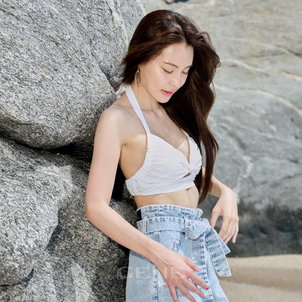 Gene Denim เสื้อครอป ผูกคอ รุ่น Alice