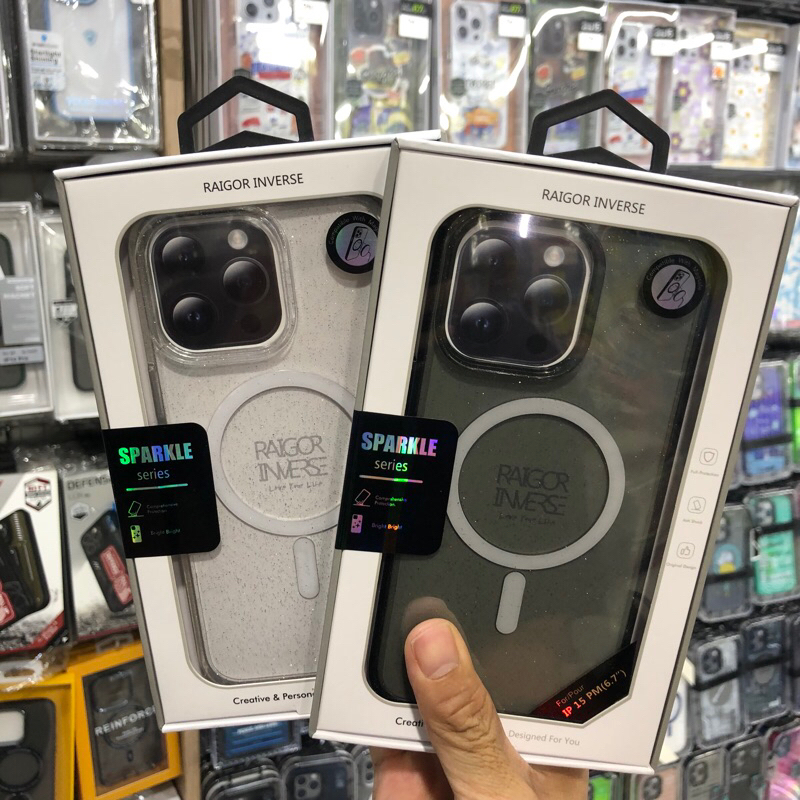 RAIGORINVERSE เคสกลิตเตอร์กากเพชร เคสแม่เหล็ก ใช้สำหรับ iphone 16 16pro 16promax 15 15pro 15promax
