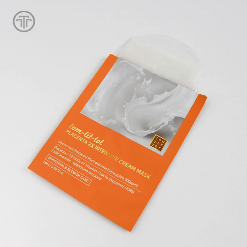 🧡พร้อมส่ง☘️tom-tit-tot x2🇰🇷มาส์กชีท PLACENTA-VITA12 INTENSIVE CREAM MASK (1 แผ่น)