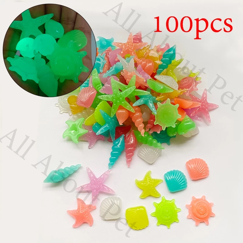 ปลาดาวสีเรืองแสง 100 ชิ้น, พลาสติกรูปหอยสังข์, หินเทียม, การตกแต่งหินเรืองแสง, สวน, ตู้ปลา, บ่อ, แนวนอน, พิพิธภัณฑ์สัตว์