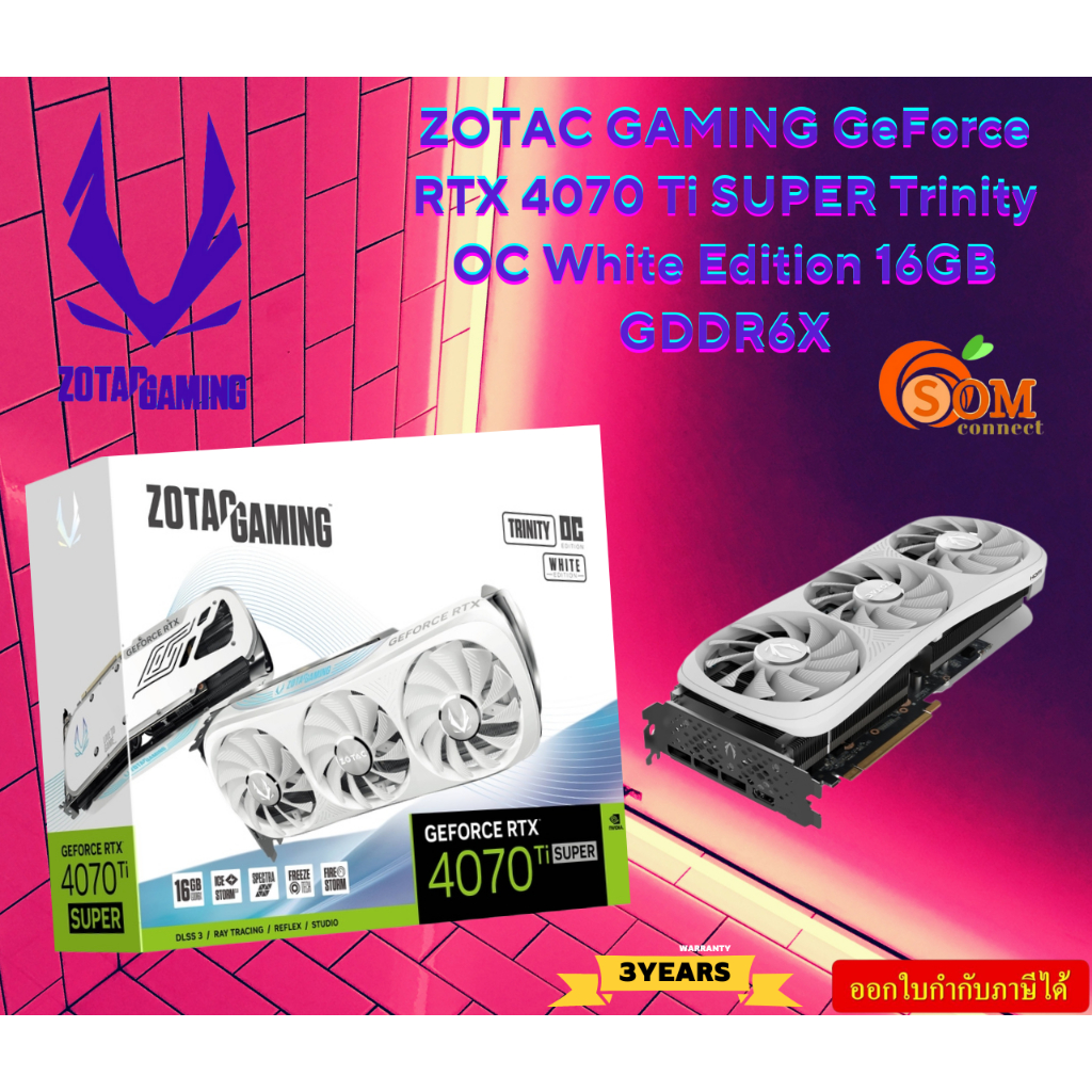 VGA ZOTAC GAMING GeForce RTX 4070 Ti SUPER Trinity OC White Edition 16GB GDDR6X ZT-D40730Q-10P 3Y
