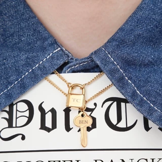 (Pre-Order 3-5 Day) YVIS Padlock Necklace (สลักชื่อได้ 1-4 ตัวอักษร โน๊ตแจ้งหมายเหตุได้เลย)(Stainless Steel)