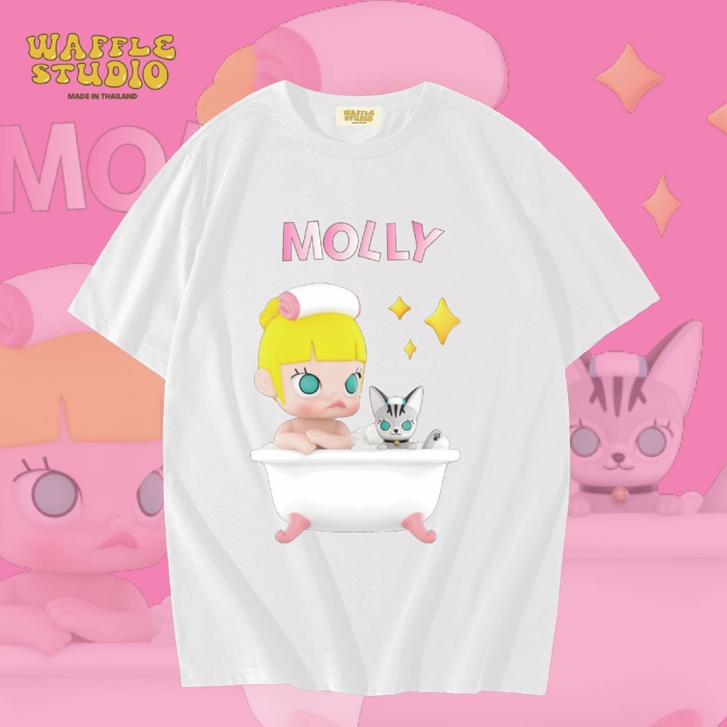 [ ส่งฟรี ] WS0170 เสื้อยืดโอเวอร์ไซส์ เสื้อยืดเกาหลี ผ้าคอตตอน100% เสื้อยืด มอลลี่ Molly Pop Mart WAFFLE STUDIO